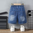thumbnail image 6 of LIIPEE Boys Shorts Casual Summer Lightweight Solid Color Loose Fit Knee Length Ripped Hole Distressed Denim Shorts Kids Outdoor Comfortable Breathable Cute Daily Shorts,6-7 Years, 6 of 9