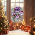 thumbnail image 6 of PPgejGEK Christmas Flower Wreath with Bow 30x30cm 11.81x11.81in Rattan Door Hanging Decoration for Holiday Party Scene Setting, 6 of 7