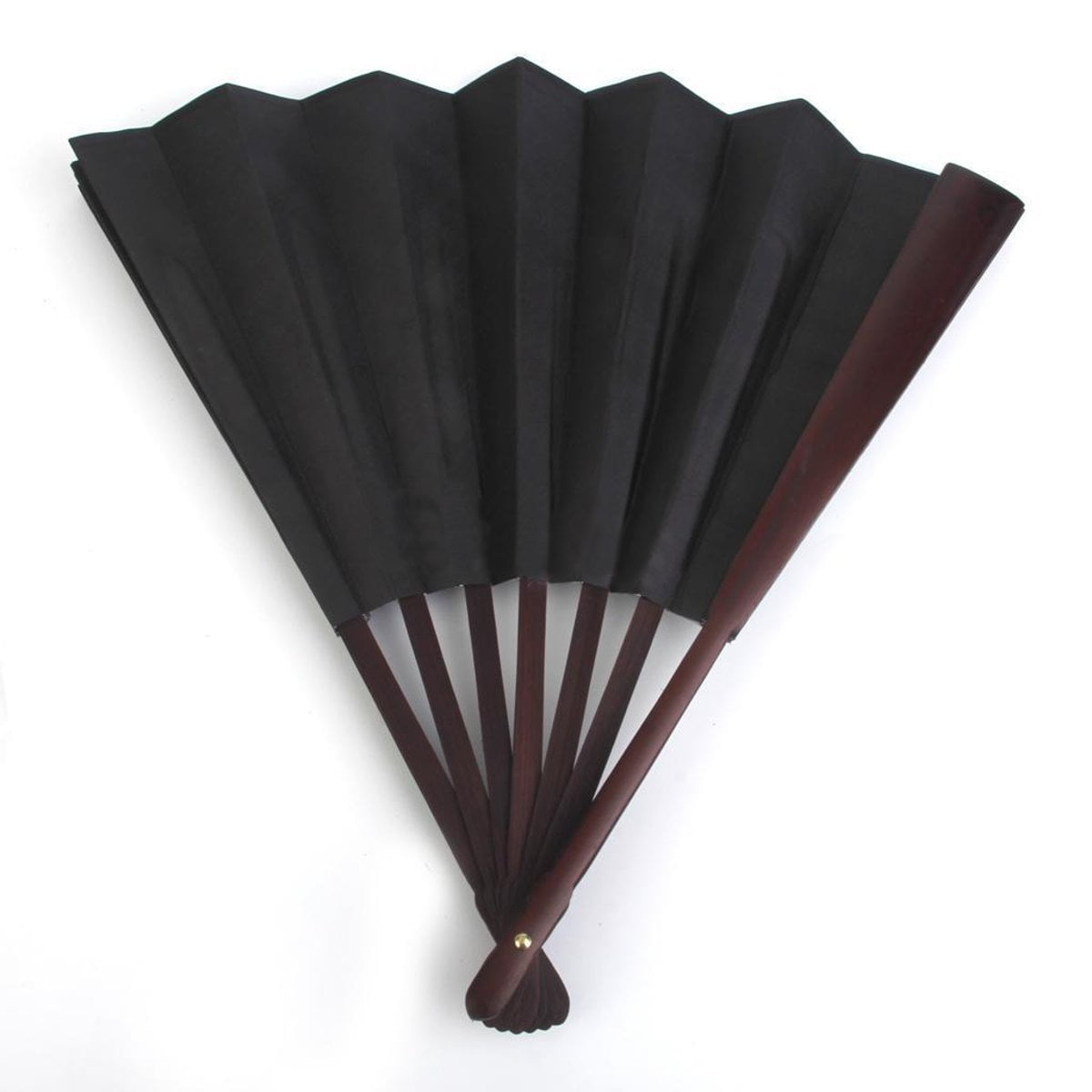men/'s black spun silk calligraphy painting writing dancing folding hand fan OD