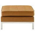 thumbnail image 3 of Contemporary Modern Urban Designer Living Room Lounge Club Lobby Accent Chair Ottoman, Faux Vinyl Leather, Tan Brown, 3 of 4