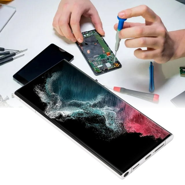 LCD Screen Replacement for Galaxy S22 Ultra, 6.7 Inch Organic LED Touch Digitizer Assembly with Fingerprint Sensor and Tools, Phone Touch Screen Display Assembly