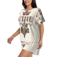 thumbnail image 2 of Bixox Women's Wine Printed Pajama Set 2 Piece Lounge Set Top and Shorts Soft Pajamas, Shorts with Pockets, 2 of 7