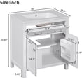 thumbnail image 6 of JERFIT 30 inch White Bathroom Vanity with Ceramic Sink, Single Basin Freestanding Cabinet with Soft Close Doors, Flip-Out Drawer & Storage Shelves for Modern Bathroom, 6 of 6