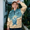 thumbnail image 3 of COEQINE Girls Quarter Zip Sweatshirt Pullover, Loose Fit Long Sleeve Fall Tops with Collar, Soft Polyester Fashion Top for Ages 5-6 Machine Washable, Sea Turtle Beach, 3 of 7