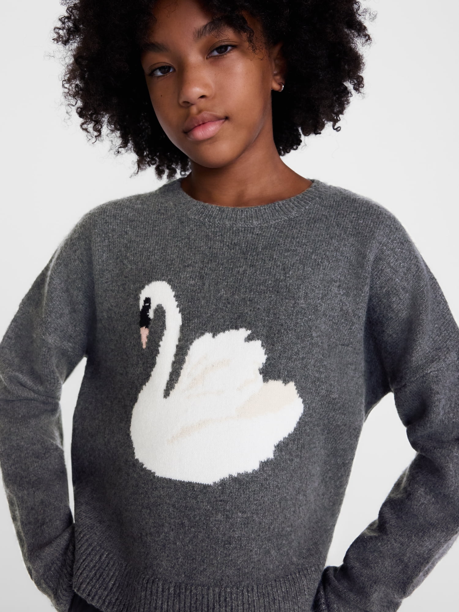 Weekend Academy Girls Graphic Crewneck Sweater with Long Sleeves, Sizes 4-18