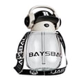 thumbnail image 1 of Botella de bebida para niños, botella de agua potable con correa de 650ml, botella de bebida deportiva de gran capacidad, taza para deporte escolar negro transparente, 1 of 9