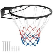 Gymax 15'' Basketball Rim Wall Door Mounted Basketball Hoop w/ All Weather Net Black