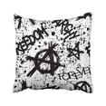 thumbnail image 1 of RYLABLUE White Punk Abstract Black With Anarchy Symbols And Lettering Freedom Forever Rock Roll Pillowcase Cover 16x16 inch, 1 of 1
