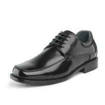 Bruno Marc Men's Oxfords Shoes Classic Square Toe Leather Shoes For Men Lace up Dress Shoes GOLDMAN-01 BLACK Size 11