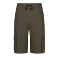thumbnail image 5 of Men's Cargo Shorts Casual Solid Color Pants Multi-Pockets Drawstring Loose Straight-Leg Workwear Shorts Outdoor Fitness Running Short Pants, 5 of 6