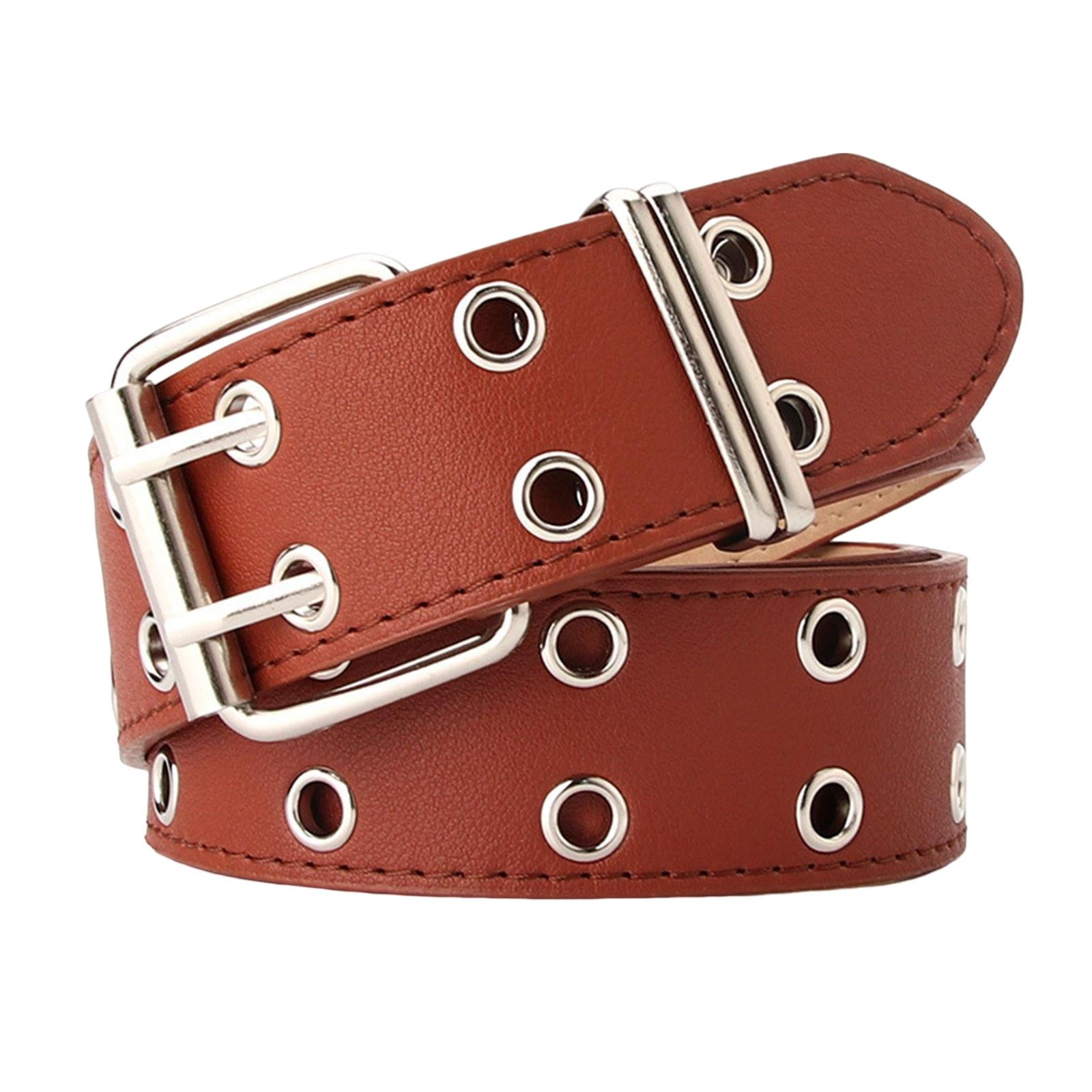 Double Grommet Belt, for Women Men Adjustable with Eyelet Double Prong