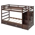 thumbnail image 4 of Harper & Bright Designs Stairway Bunk Bed Twin over Twin, Wooden Twin Size Bunk Bed Frame with 6 Storage Drawers and Staircase for Boys and Girls Adults, Espresso, 4 of 20