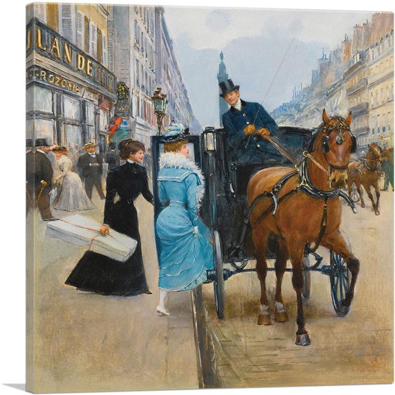 ARTCANVAS Courses Street Of Peace Canvas Art Print by Jean Beraud - Size: 36" x 36" (0.75" Deep)