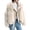 Beige, variant on Women Autumn Winter Solid Composite Zipper Long Sleeve Jacket Pocket Outerwear Coat