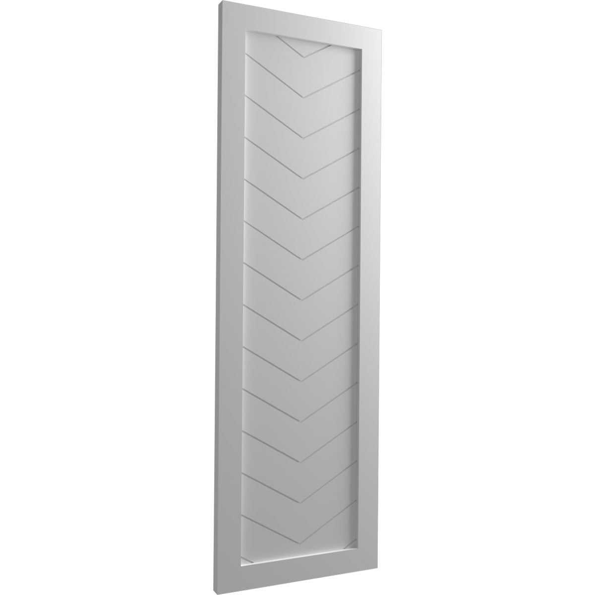 Ekena Millwork 18"W x 33"H True Fit PVC Single Panel Chevron Modern Style Fixed Mount Shutters, Primed (Per Pair - Hardware Not Included)