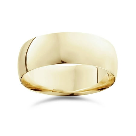 High Polished Dome - 8mm Dome High Polished Wedding Band 10K Yellow Gold