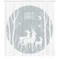 thumbnail image 3 of Family Shower Curtain, Christmas Season Inspired White Silhouette Deer and Trees in a Circle Frame, Fabric Bathroom Set with Hooks, 69W X 75L Inches Long, Pale Grey and White, by Ambesonne, 3 of 3