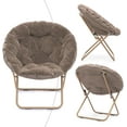 thumbnail image 5 of WSSYzyzf Saucer Chair for Teens Adults, Oversized Folding Cozy Moon Chair with Gold Metal Frame, Furry Faux Fur Comfy Lazy Seat for Bedroom, Living Room, Dorm Room, Apartment (Beige), 5 of 18