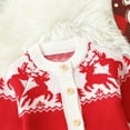 thumbnail image 4 of XDZJLR Baby Boy Girl Christmas Outfit Romper Xmas Festive Reindeer Knitted Bodysuit Pajama Soft Holiday Toddler Photo Outfit Red 0-3 Months, 4 of 5