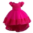 thumbnail image 2 of LYMAYTER Flower Girls High Low Dress Princess Formal Gown for Wedding Pageant Birthday Party Evening Dance, 2 of 8