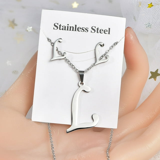 WYW Titanium Steel Set Jewelry Stainless Steel Pendant Jewelry Earrings Unisex English Letters Not Easy To Fade Necklace