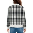 thumbnail image 4 of FDGIU Women's Plaid Flannel Hooded Shacket - Long Sleeve Zipper & Pockets for Casual Outdoor Activities, 4 of 6