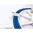 thumbnail image 2 of Nagina International 24" Nautical Decorative White Blue Premium Ship Wheel With Accentuated Anchor And Rope | Pirate's Wall Decor | Sea Gift, 2 of 6