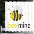 thumbnail image 4 of Ambesonne Honey Bee Shower Curtain, Bee Mine Romantic Cartoon, 69"Wx84"L, Yellow Charcoal Grey, 4 of 5