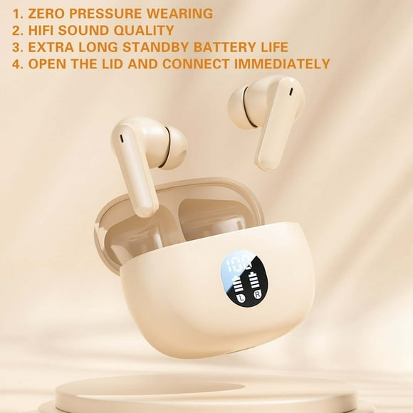 Auriculares deportivos Bluetooth inalámbricos V5.4 | Batería de larga duración 60H | Reducción de ruido | Estuche de carga con pantalla digital | IPX5 Impermeable Resistente al Sudor | Controladores