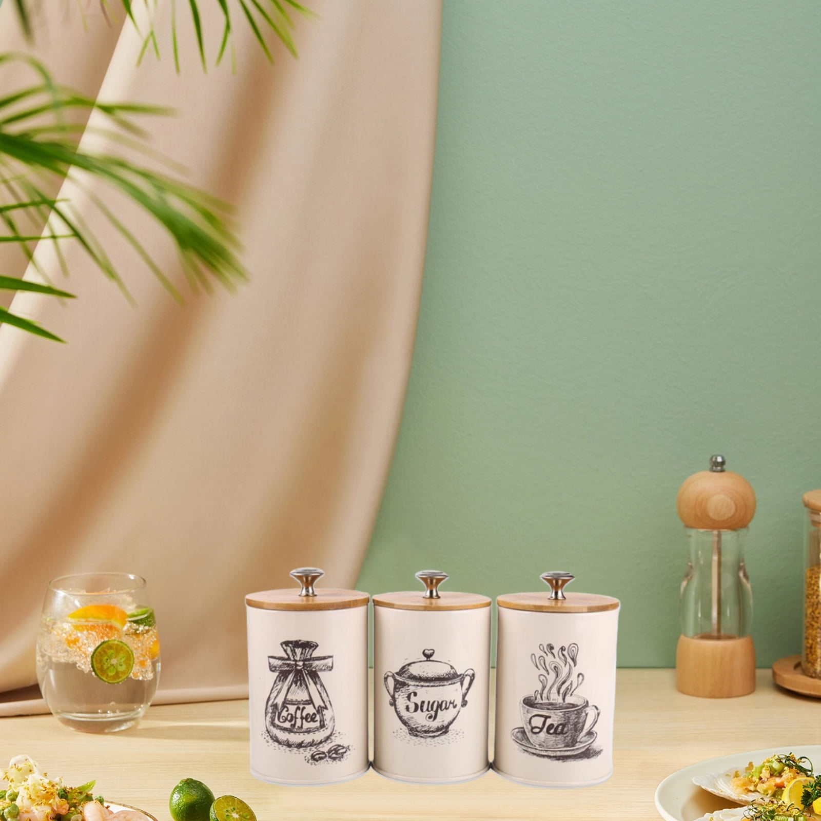 Colcolo Food Storage Containers Set with Lids, Canister Set for Kitchen Coffee Tea Sugar Container Counter Farmhouse Home Kitchen Décor