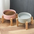 thumbnail image 2 of Comedero Elevado de Cerámica Welloyed Azul con Base de Bambú para Perros Pequeños y Medianos, 2 of 8