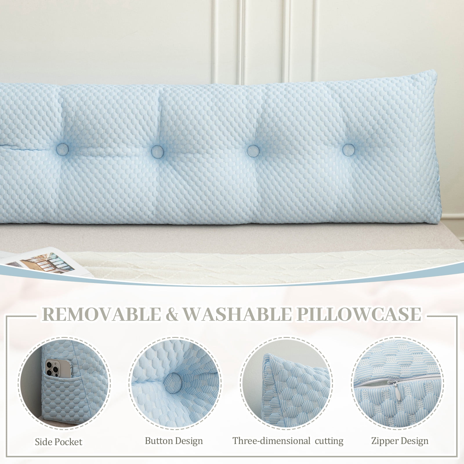 Lovote Comfort Wedge Headboard Pillow - Plush Supportive Backrest for Reading & Relaxing