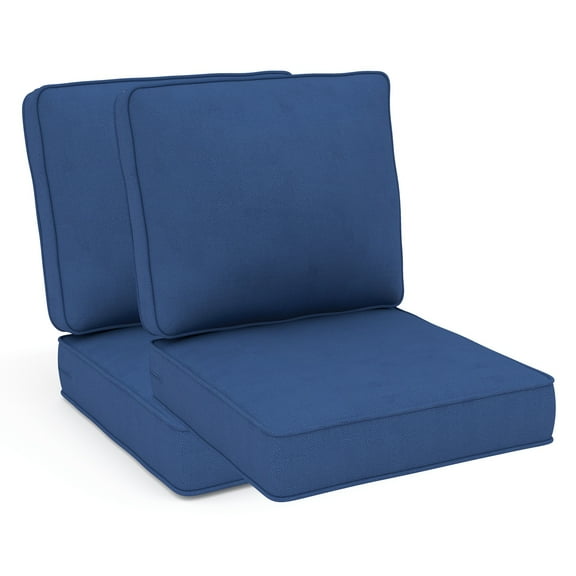 Feishominoo 23" x 24" x 4" Outdoor Back and Seat Cushions Set of 2, 4-Piece Replacement Deep Seating Cushions for Patio Furniture, Blue
