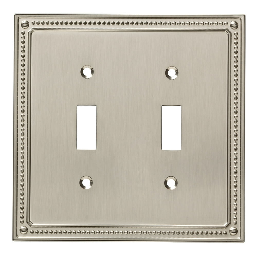 Franklin Brass Classic Beaded Double Switch Wall Plate in Satin Nickel