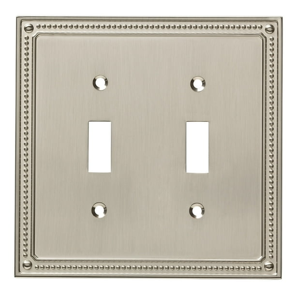 Franklin Brass Classic Beaded Double Switch Wall Plate in Satin Nickel