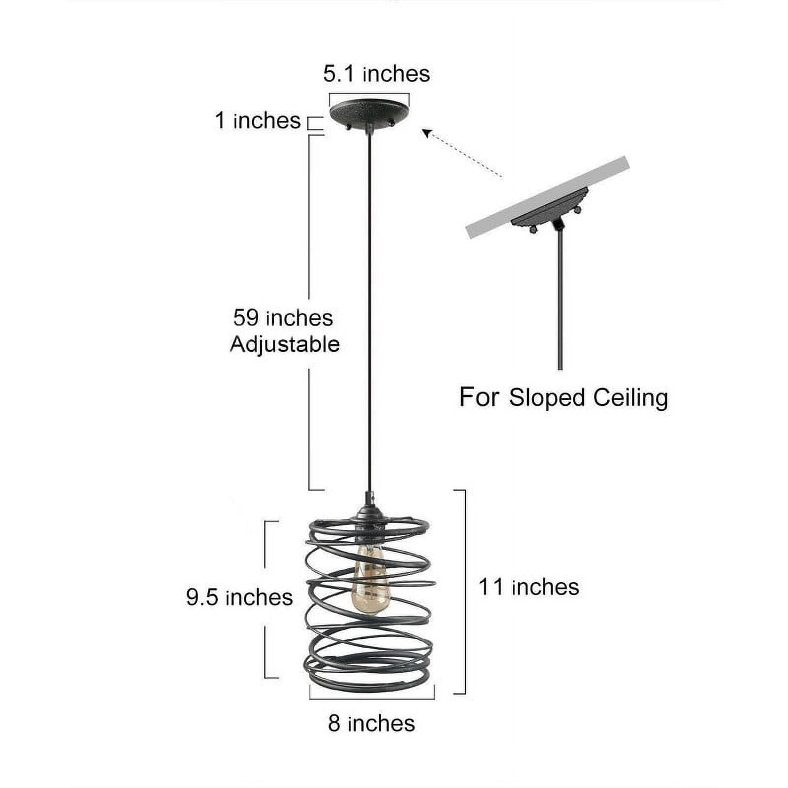 LNC 1-Light Matte Black Spiral Cage mini Pendant Light for Kitchen Island Light