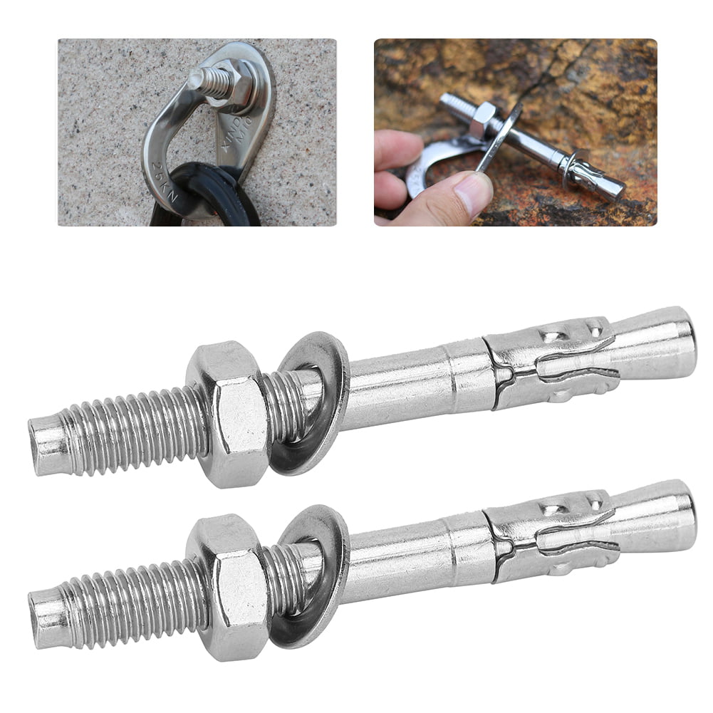 Anchor Screw 2Pcs Stainless Steel Setscrew Anchor Screw Expansion Bolt Piton Outdoor Climbing Equipment 