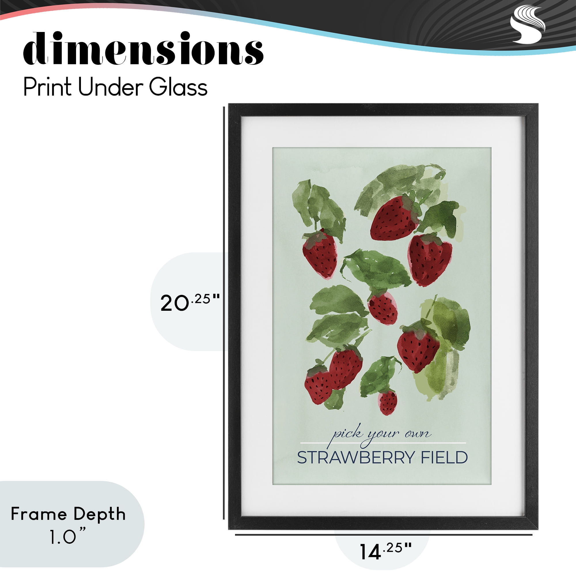 Stupell Industries Strawberry Field Pick Your Own Black Framed Print Under Glass, design by Lucille Price