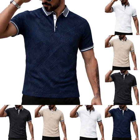 Men s Solid Color Casual Short Sleeve Lapel Shirt Top Tee for Business Casual Office Work Daily Wear Vacation Outfits Classic Mens Apparel | Ihhxva Black 2XL