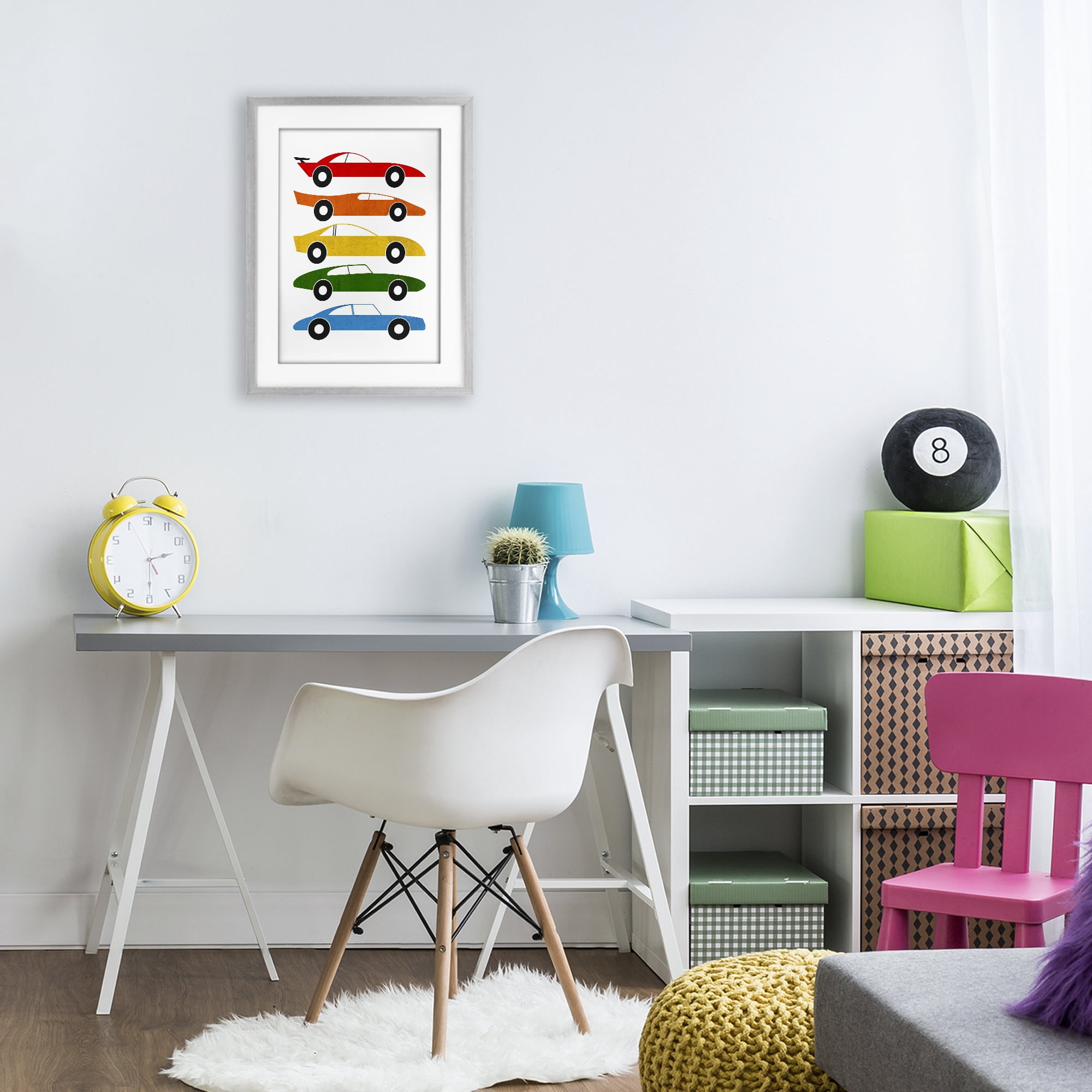 Stupell Industries Colorful Midcentury Cars Gray Framed Print Under Glass, design by Tom Quartermaine