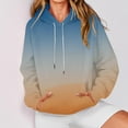 thumbnail image 3 of cocolona Womens Hoodies Long Sleeve Drawstring Oversized Hooded Sweatshirts Fall Winter Fashion Casual Gradient Pullover Tops with Pocket, 3 of 7