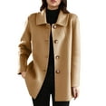 thumbnail image 7 of Cutuoiiu Women's Casual Thick Wool Stand Collar Inner Lining Pocket Breasted Solid Color Coat Gifts, 7 of 7