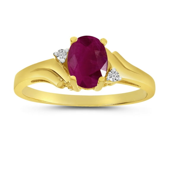 14k Yellow Gold Oval Ruby And Diamond Ring