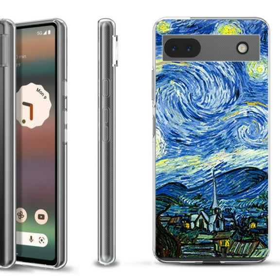 Slim-Fit Gel TPU Phone Case for Google Pixel 6a, by OneToughShield ® - Starry Night Paris