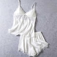 thumbnail image 2 of Sleepwear Sets for Women Lace Cami Tops with Removerable Pad Matching Short Silky Lounge Pajama Set White M, 2 of 6