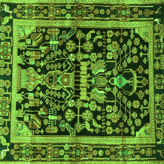 Ahgly Company Indoor Square Persian Green Traditional Area Rugs, 4' Square
