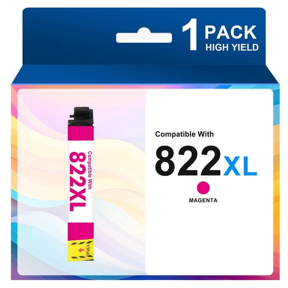 822XL Ink Cartridges 1 Pack Magenta, Compatible for Epson 822 822 XL 822XL Printer Ink for WorkForce Pro WF-3820 WF-4820 WF-4830 WF-4833 WF-4834 WF-3823