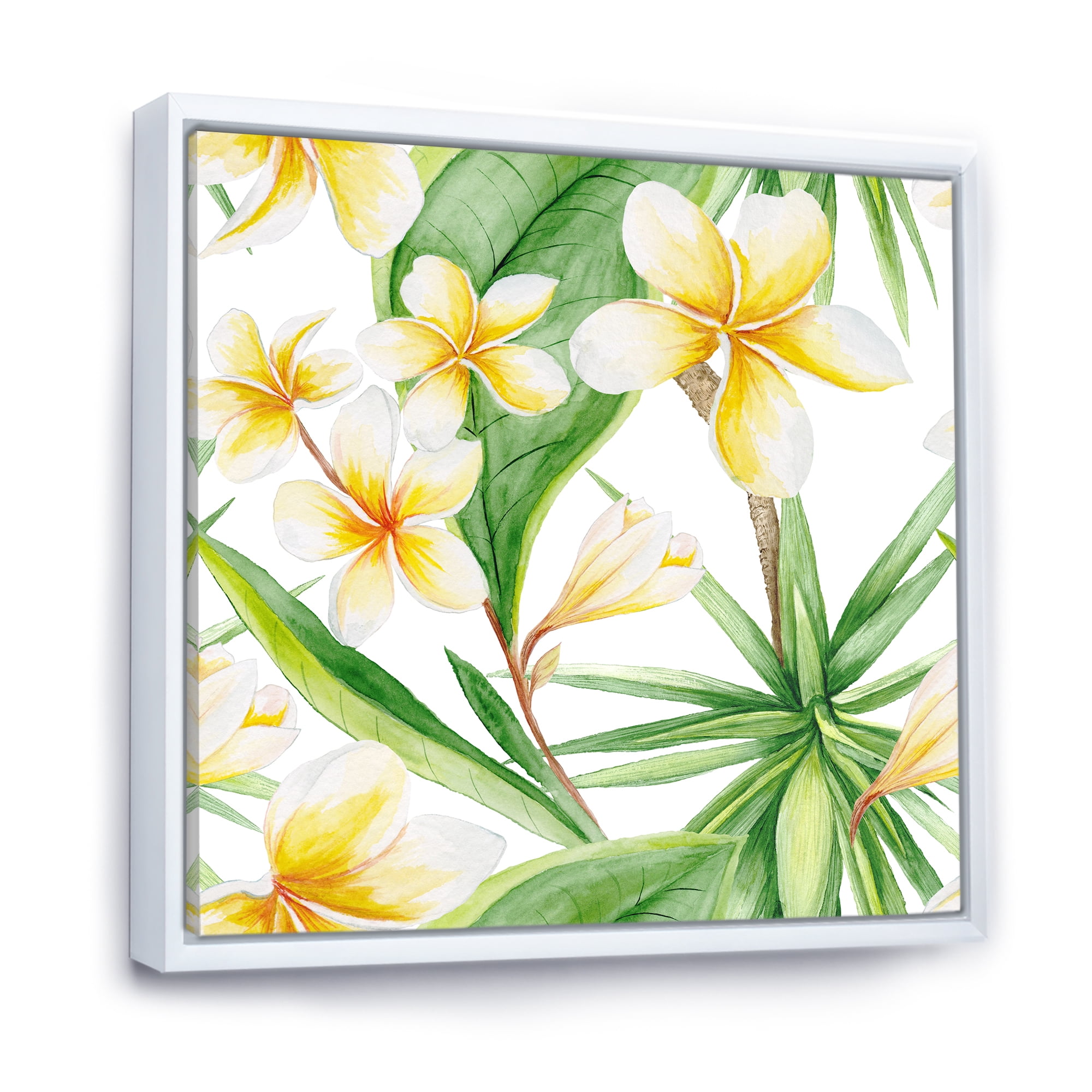 Designart 'Yellow Flowers and Tropical Foliage X' Traditional Framed Canvas Wall Art Print
