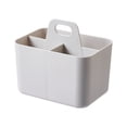 thumbnail image 2 of Gray Plastic Multi-Purpose Storage Box with Handle, Portable 4-Compartment Organizer for Pens, Cosmetics, Stationery, and Small Items, 2 of 6