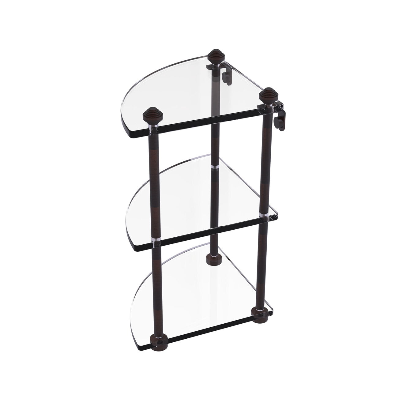 Southbeach Collection Three Tier Corner Glass Shelf in Bronze